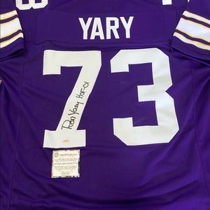 MINNESOTA VIKINGS THROWBACK SIGNED RON YARY JERSEY INSCRIBED “HOF 01” SCHWARTZ
